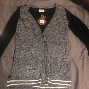 black and white and grey cardigan
